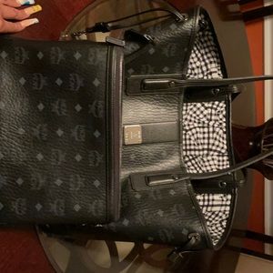 Black MCM medium visitoes tote shopper
